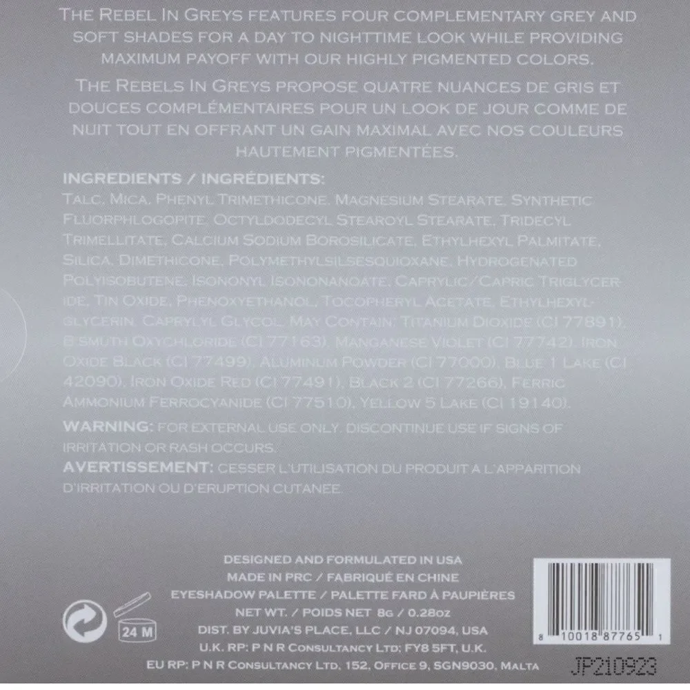 Juvia’s Place The Rebel Greys Eyeshadow Palette